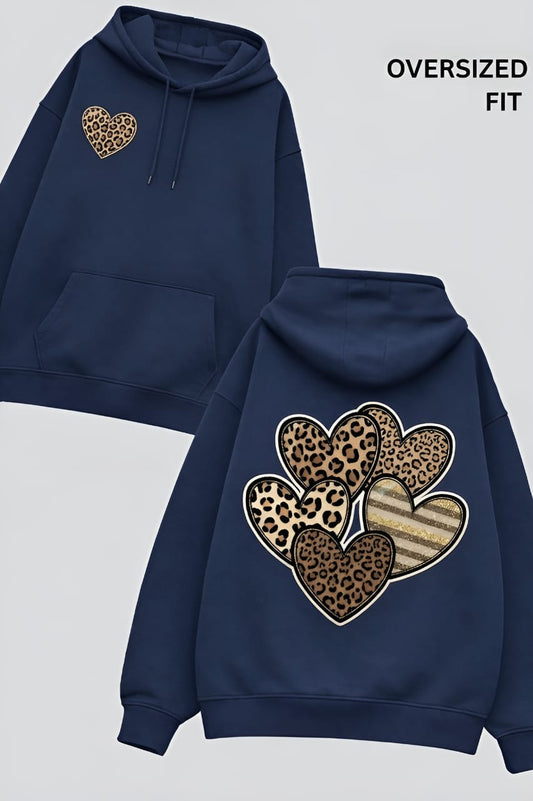 Leopard Heart Unisex Oversized Hoodie