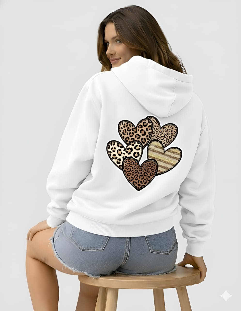 Leopard Heart Unisex Oversized Hoodie