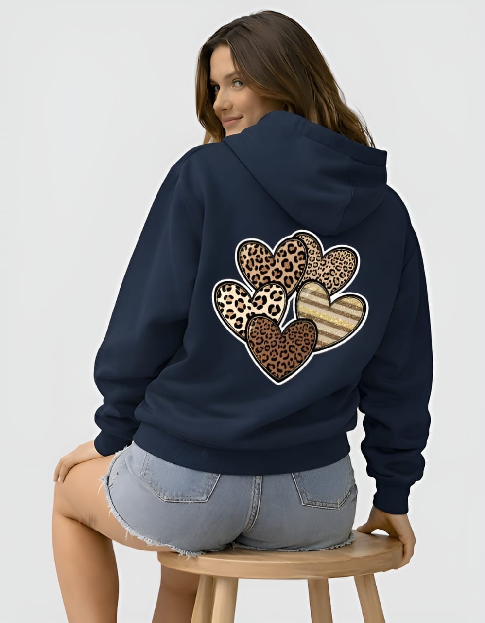 Leopard Heart Unisex Oversized Hoodie