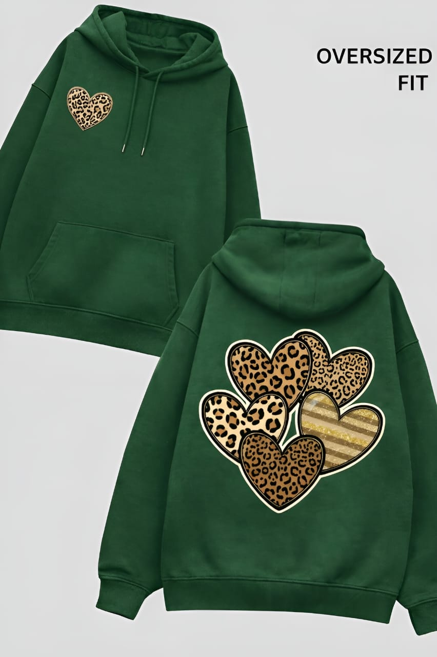 Leopard Heart Unisex Oversized Hoodie