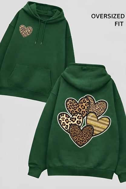 Leopard Heart Unisex Oversized Hoodie