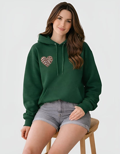 Leopard Heart Unisex Oversized Hoodie