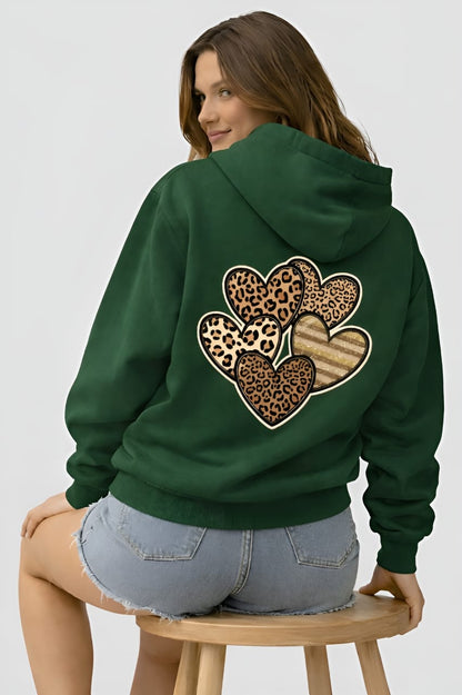 Leopard Heart Unisex Oversized Hoodie