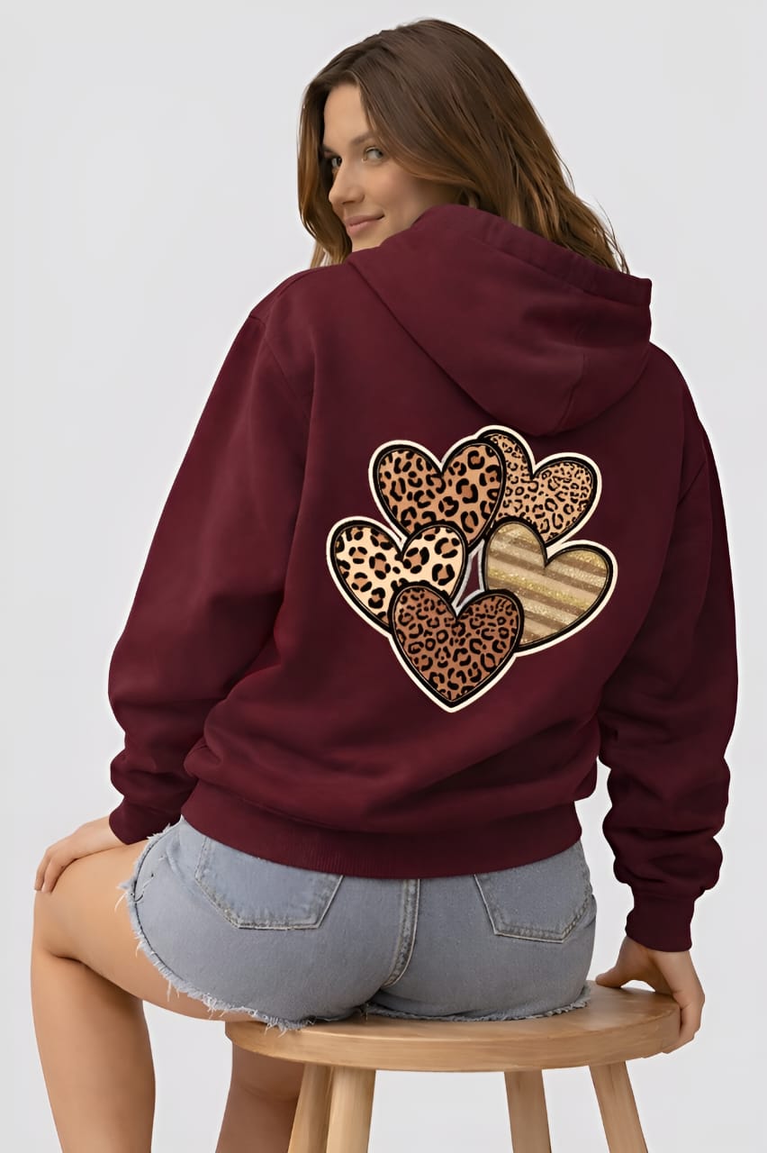 Leopard Heart Unisex Oversized Hoodie