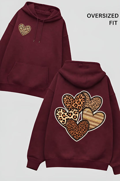 Leopard Heart Unisex Oversized Hoodie