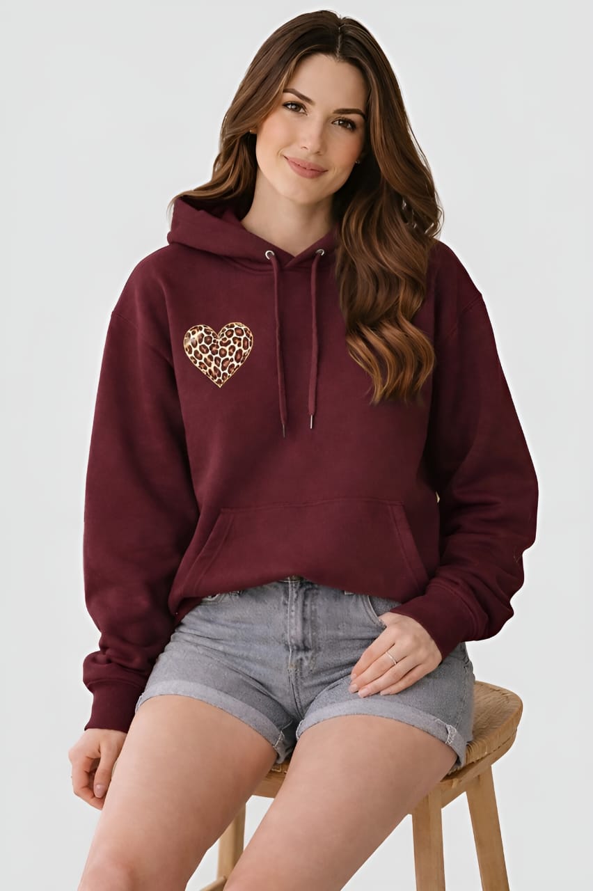 Leopard Heart Unisex Oversized Hoodie