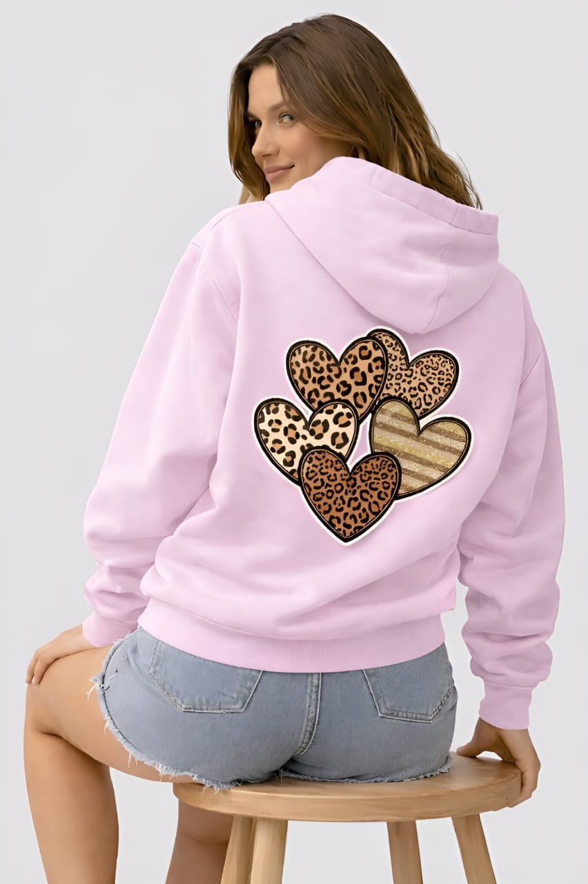 Leopard Heart Unisex Oversized Hoodie