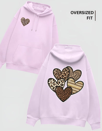 Leopard Heart Unisex Oversized Hoodie